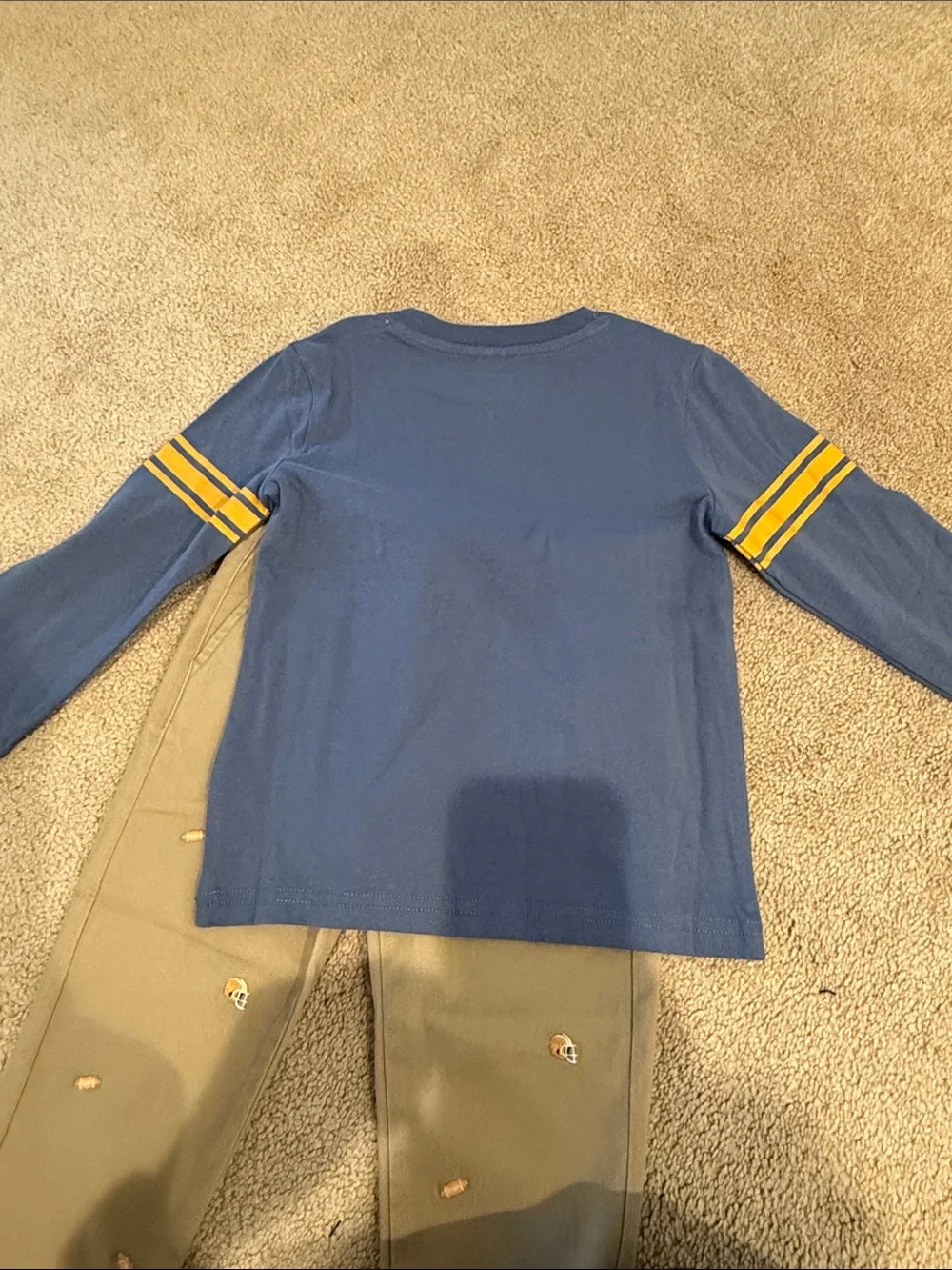 Janie and Jack Blue Football Top with Olive Embroidered Joggers